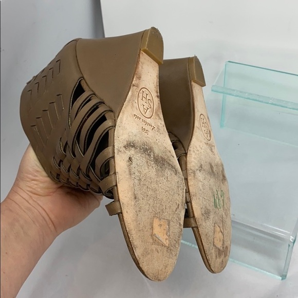 Ash Sz 39.5 Khaki Brown Leather Wedge - Picture 10 of 11